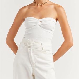 Dissh Anika Off White Twisted White Top, Size 2